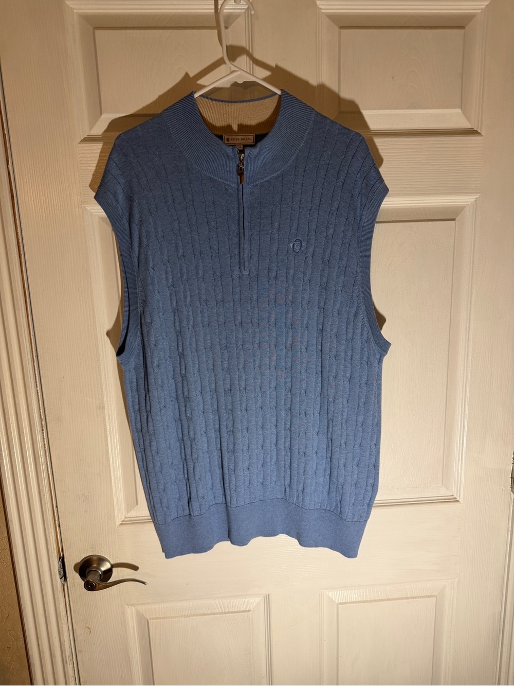 Peter Millar Light Blue Cable Knit Half-Zip Sweater Vest